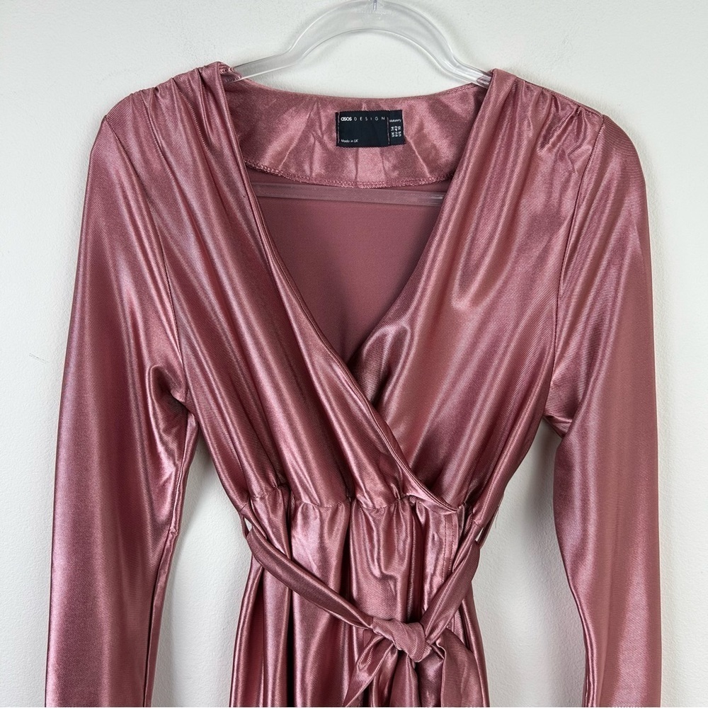 ASOS Design Maternity Stretch Satin wrap midi dress size: 10 - Picture 6 of 15